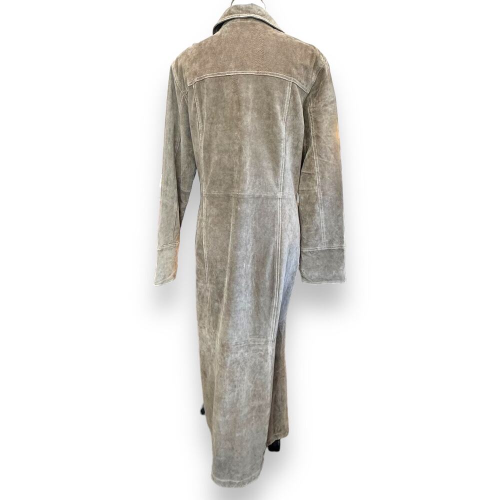 Vintage Boutique Europa Leather Trench Coat EVC Western Tombstone 90s - Picture 5 of 12